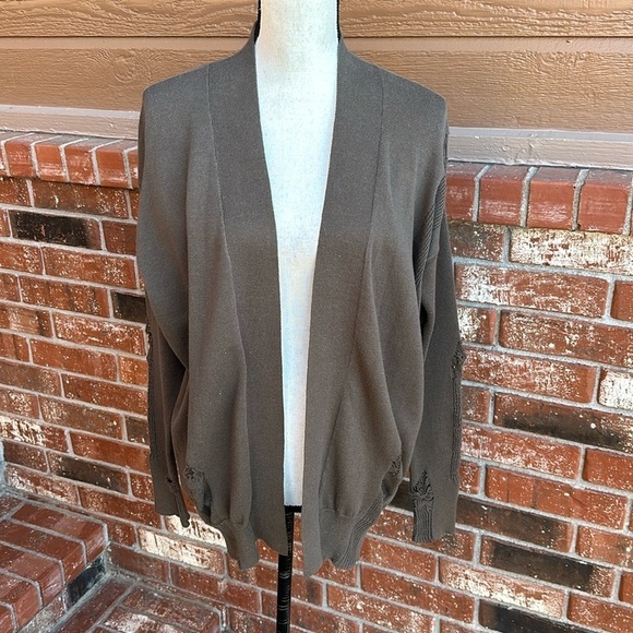 NSF Open Front All Over Distressing Cardigan Sweater Women's Size Small - Picture 1 of 8
